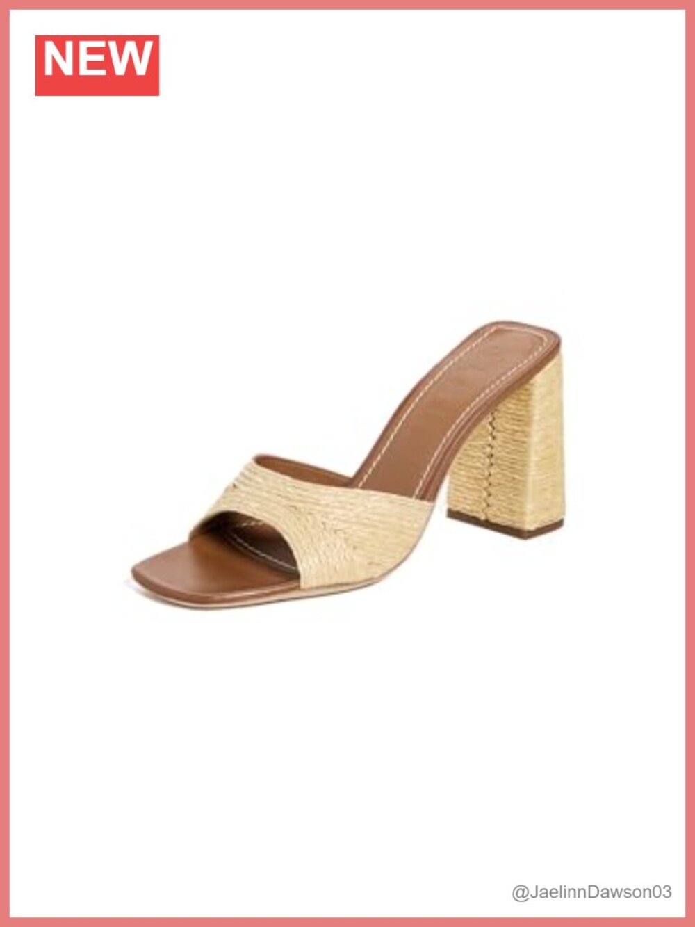 STAUD Sloane Heel Sandals Natural Raffia Block Heel Slip On